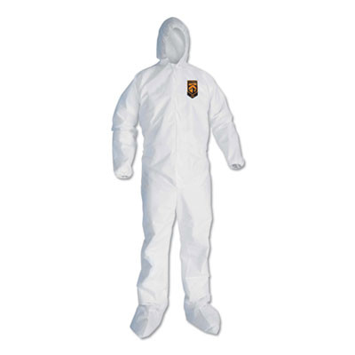 A30 Elastic Back And Cuff Hooded/Boots Coveralls, 2Xl, White, 25/Carton
