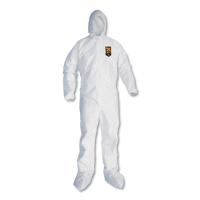 A20 Elastic Back And Ankle Hood And Boot Coveralls, X-Large, White, 24/Carton