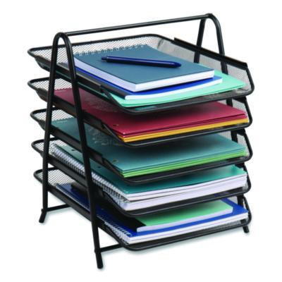 Metal Mesh Desk Tray Organizer, 5-Tier, Letter Size, 14 x 11.75 x 14.5, Black