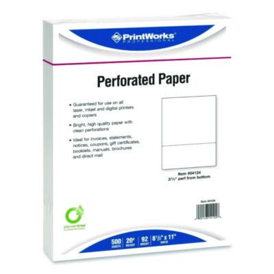 Perforated Paper, 92 Bright, Perforated 3.66" From Bottom, 8.5 x 11, White, 500 Sheets/Ream, 5 Reams/Carton