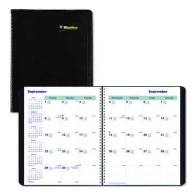 Plan And Link Monthly Planner, 9.25 x 7.25, Black Distressed Faux Leather Cover, 16-Month: Sept 2024 To Dec 2025