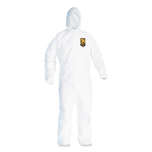 A20 Breathable Particle Protection Coveralls, Elastic Back, Hood, Medium, White, 24/Carton