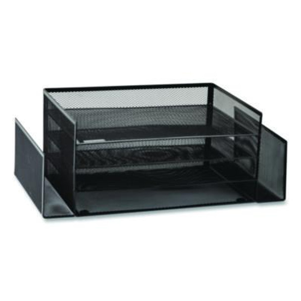 Metal Mesh Desktop Organizer Letter Tray, 6 Sections, Letter Size, 9.15 x 16.75 x 6, Black
