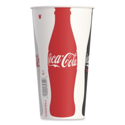 Double Sided Poly Paper Cold Cups, 28 Oz To 32 Oz, Coca-Cola Design, 40/Pack, 12 Packs/Carton