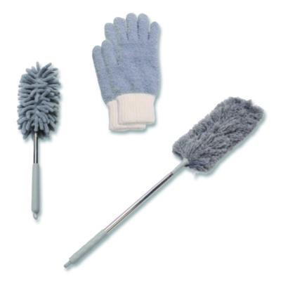 Dusting Set, Feather Duster, Dusting Wand, 2 Gloves, Gray