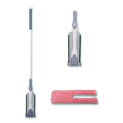 4-In-1 Squeegee Mop, 4.5 x 14.5 Orange/Gray Microfiber Heads, 53" White/Gray Polyamide/Polyester Handle