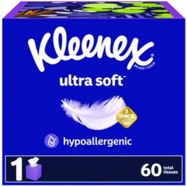 Ultra Soft Facial Tissue, 3-Ply, White, 60 Sheets/Box, 18 Boxes/Carton