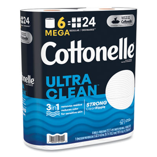 Ultra Cleancare Toilet Paper, Strong Tissue, Septic Safe, 1-Ply, White, 284 Sheets/Roll, 6 Rolls/Pack, 36 Rolls/Carton