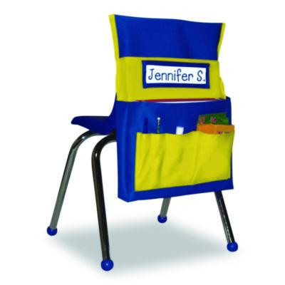 Chairback Buddy For Student Chairs With a Back Width Up To 15", Medium, 15 x 1.5 x 19, Fabric, Blue/Yellow