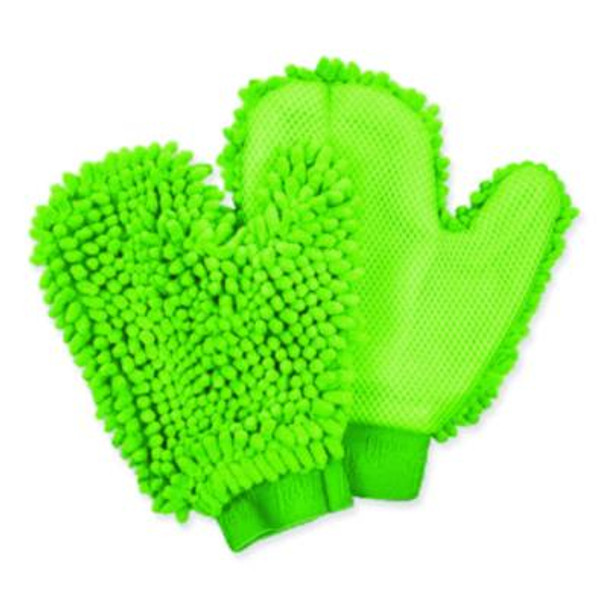 Chenille Scrubbing Mitts, Green, 2 Mitts