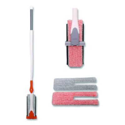 4-In-1 Squeegee Mop, 4.5 x 14.5 Orange/Gray Microfiber Heads, 53" White/Orange Polyamide/Polyester Handle