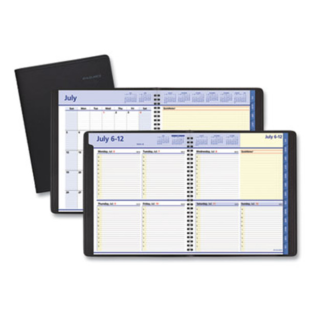 Quicknotes Weekly/Monthly Planner, 10 x 8, Black Cover, 12-Month (July To June): 2025 To 2026