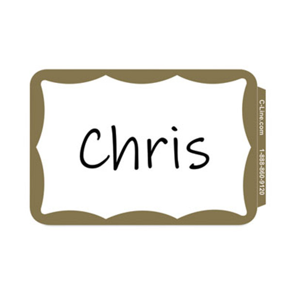 Self-Adhesive Name Badges, 3.5 X 2.25, Gold, 100/Box