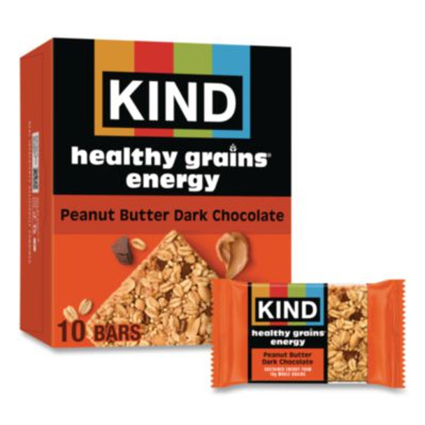 Healthy Grains Energy Peanut Butter Dark Chocolate Bars, 1.4 Oz Bar, 10/Box