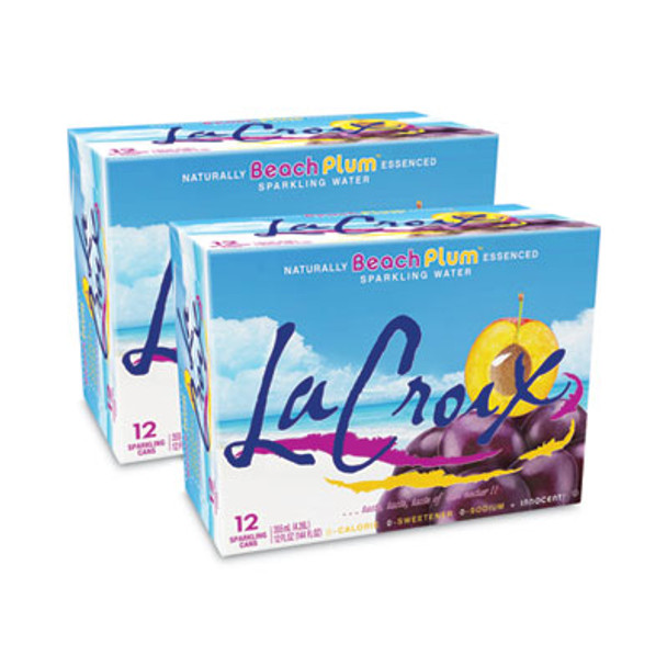 Sparkling Water, Beach Plum, 12 Oz Can, 12 Cans/Pack, 2 Packs/Carton