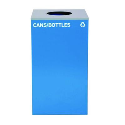 29 Gallon Trash/Recycling Cans, Steel, Blue Cans/Bottles Recycling Can With Circle Lid