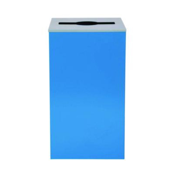 29 Gallon Trash/Recycling Cans, Steel, Blue Can With Mixed Lid