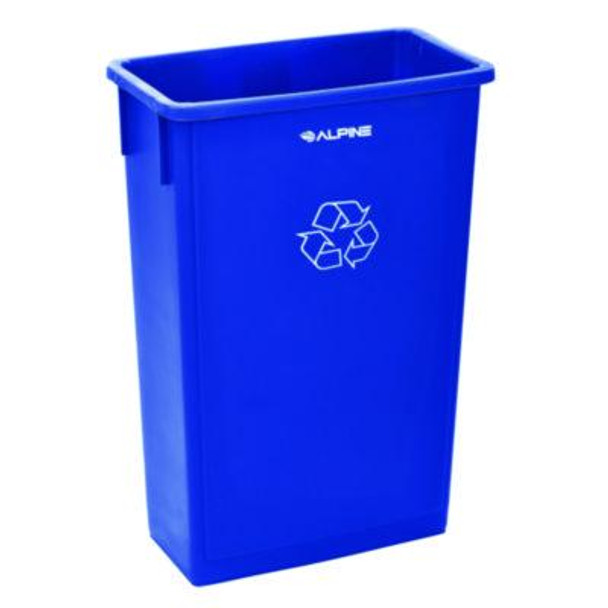 Slim 23 Gallon Recycling Bin, Plastic, Blue