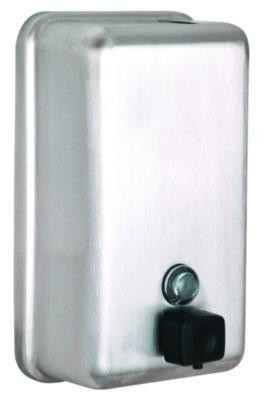 Vertical Manual Surface-Mounted Stainless Steel Liquid Soap Dispenser, 40 Oz, 2.8 x 4.8 x 8.1, Brushed Stainless Steel