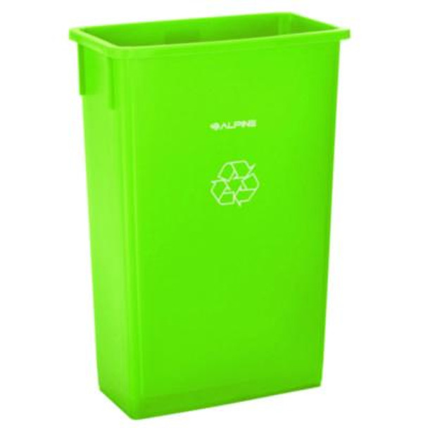 Slim 23 Gallon Recycling Bin, Plastic, Lime Green