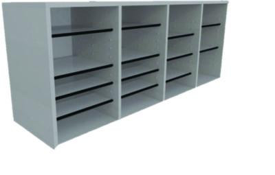 Wood Adjustable 24 Compartment Literature Organizer, 24 Sections, Letter Size, 39.3 x 11.8 x 16.3, White