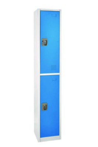 Steel Storage Locker, 2 Compartment, 12 x 12 x 72, Blue