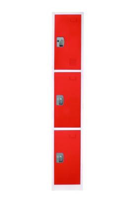 Steel Storage Locker, 3 Compartment, 12 x 12 x 72, Red