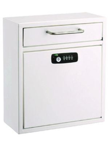 Medium Secure Drop Box Wall Mounted Locking Mail Box With Key And Combination Lock, 10.51 x 4.72 x 12, White