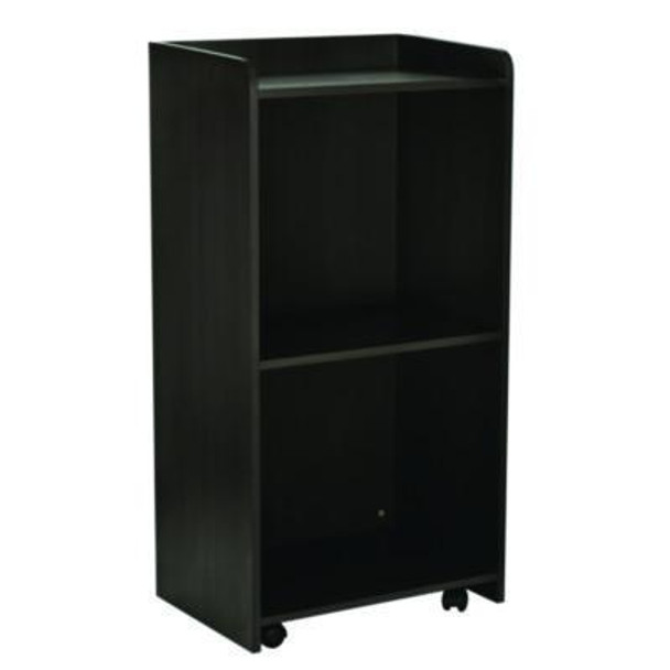 Wood Mobile Presentation Lectern Speaker Stand With Shelves, 22.44 x 16.53 x 45.98, Black