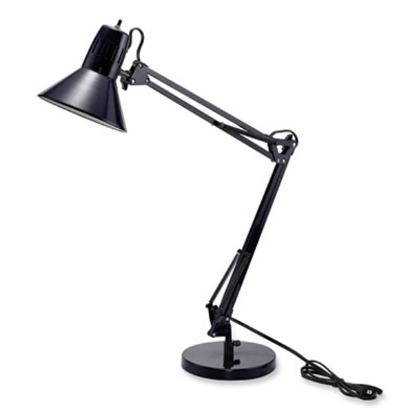 Swing Arm Desk Lamp, Multi-Pivot Neck, 28.35" High, Black Base