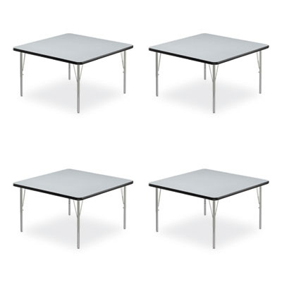Adjustable Activity Tables, Square, 48" x 48" x 19" To 29", Gray Top, Silver Legs, 4/Pallet