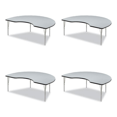 Adjustable Activity Tables, Kidney Shaped, 72" x 48" x 19" To 29", Gray Top, Black Legs, 4/Pallet