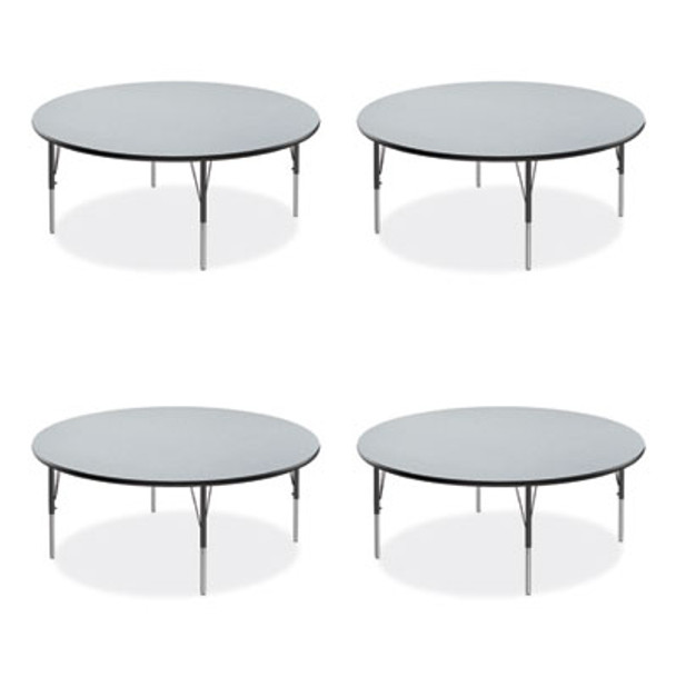 Height Adjustable Activity Table, Round, 60" x 19" To 29", Gray Granite Top, Black Legs, 4/Pallet