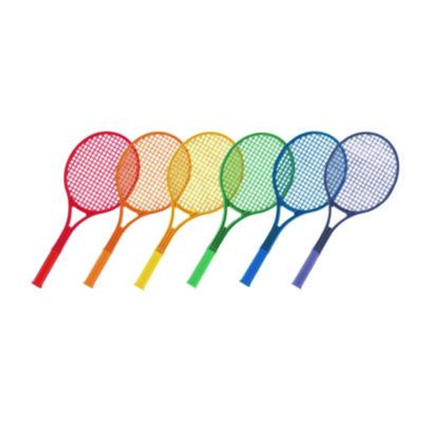 Plastic Tennis Racket Set, Six 21" Rackets, Assorted Colors