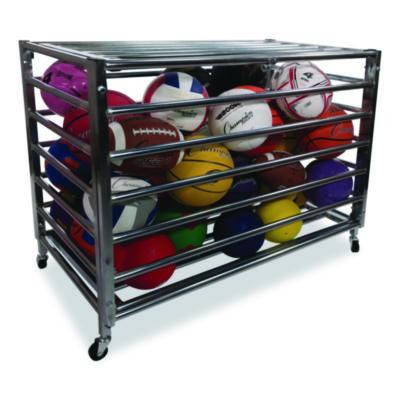 Heavy Duty Lockable Ball Locker, Metal, 132 Lb Capacity, 24 x 42 x 30, High-Polish Black