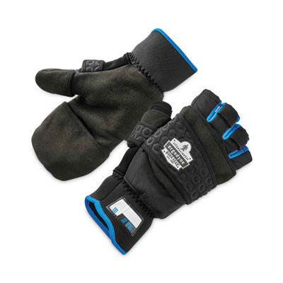 Proflex 816 Thermal Flip-Top Gloves, En388: 3423X, 9" Long, X-Large, Black, Pair