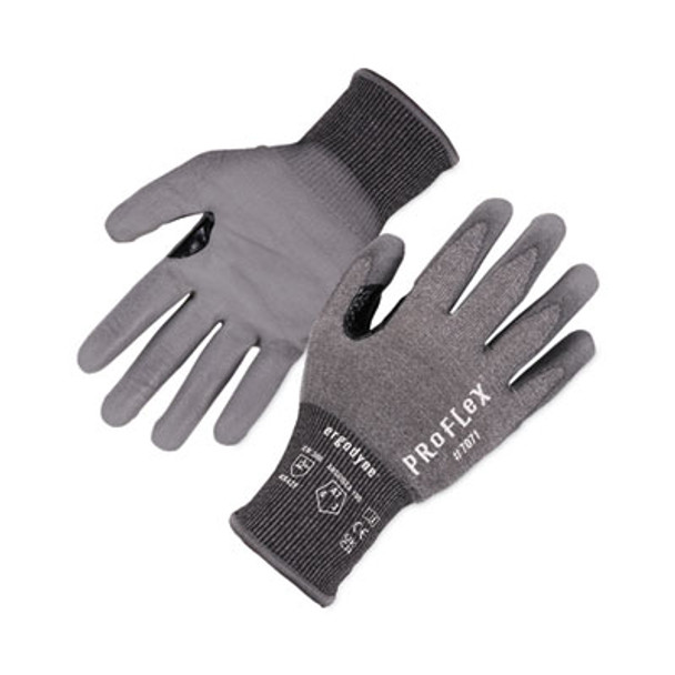 Proflex 7071 Ansi A7 Pu Coated Cr Gloves, En388: 4X42F, 9" Long, Small, Gray, 12 Pairs