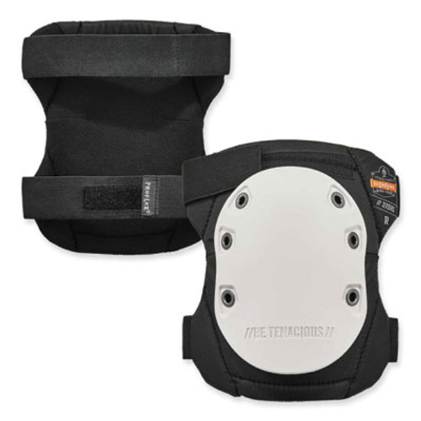 Proflex 315Hl Abrasion-Resistant Knee Pad, Long Textured White Hard Cap, Hook And Loop Closure, Pair