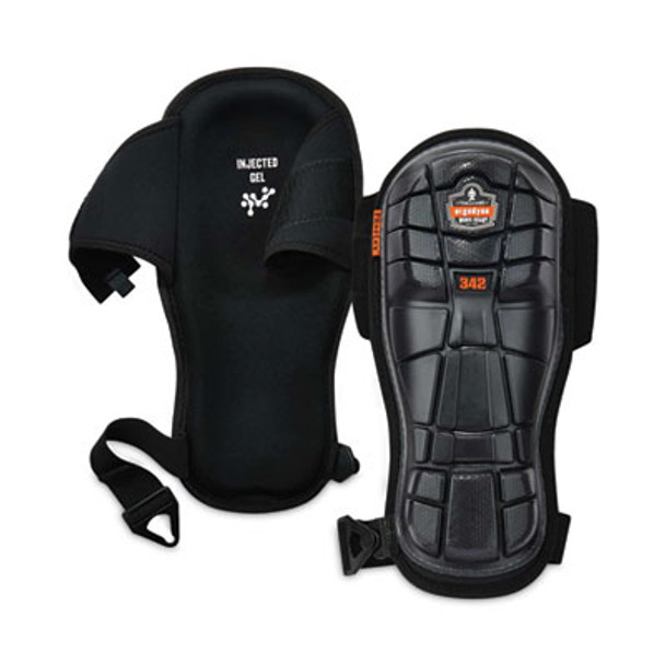 Proflex 342 Injected Gel Knee Pads, Extra Long Cap, Hook And Loop Closure, One Size Fits Most, Black, Pair