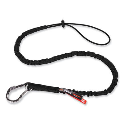 Squids 3100 Lanyard With Aluminum Carabiner + Cinch-Loop, 10 Lb Max Working Capacity, 42" To 54" Long, Black