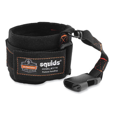 Squids 3116 Pull-On Wrist Lanyard With Buckle, 3 Lb Max Working Capacity, 7.5" Long, Black