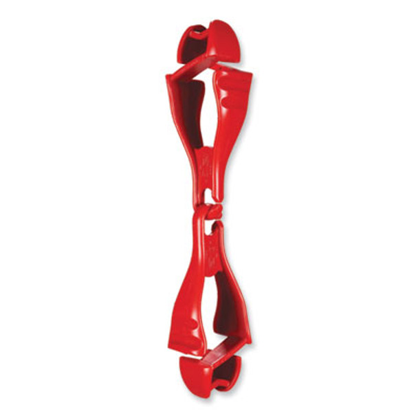 Squids 3400 Dual Clip Glove Clip Holder, 1 x 1 x 6.5, Acetal Copolymer, Red, 100/Pack