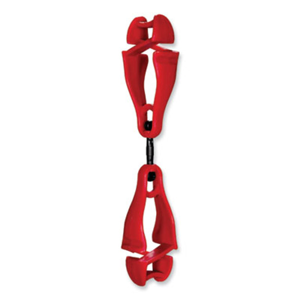 Squids 3420 Dual Clip Swivel Glove Clip Holder, 1 x 0.6 x 5.5, Acetal Copolymer, Red,100/Pack