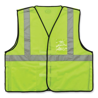 Glowear 8216Ba Class 2 Breakaway Mesh Id Holder Vest, Polyester, 4X-Large/5X-Large, Lime
