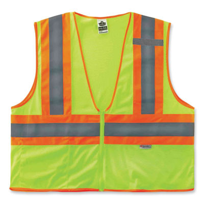 Glowear 8230Z Class 2 Two-Tone Mesh Zipper Vest, Polyester, Small/Medium, Lime