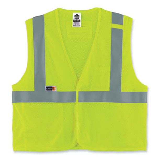 Glowear 8263Frhl Class 2 Fr Safety Economy Hook And Loop Vest, Modacrylic Mesh/Cotton, Large/X-Large, Lime