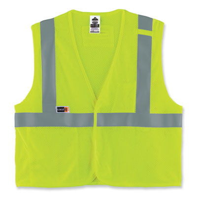 Glowear 8263Frhl Class 2 Fr Safety Economy Hook And Loop Vest, Modacrylic Mesh/Cotton, Large/X-Large, Lime