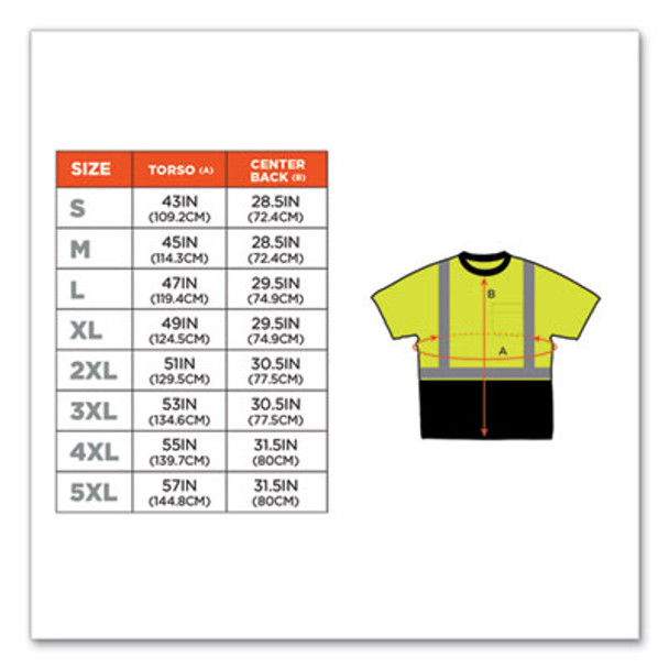 Glowear 8289Bk Class 2 Hi-Vis T-Shirt With Black Bottom, X-Large, Lime