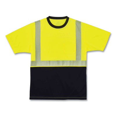 Glowear 8280Bk Class 2 Performance T-Shirt With Black Bottom, 5X-Large, Lime
