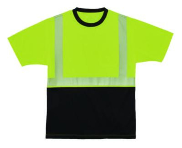 Glowear 8280Bk Class 2 Performance T-Shirt With Black Bottom, 2X-Large Long, Lime